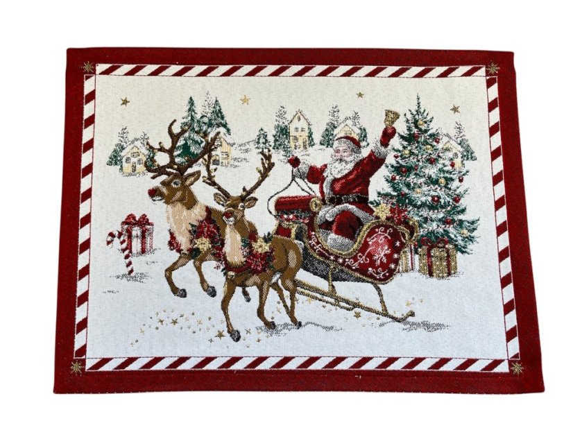 Vianočné žakárové prestieranie Santa na saniach 35x45 cm