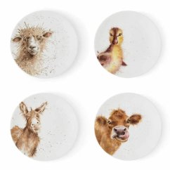 Sada porcelánových talířů Zvířata z venkova 4 ks