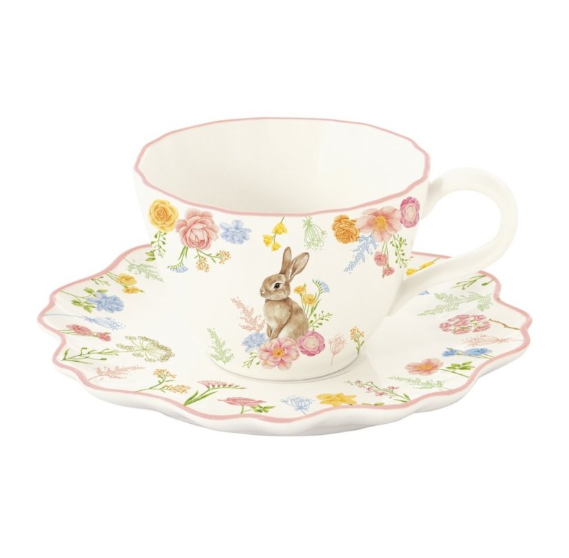 Porzellantasse mit Untertasse Osterhase 200 ml