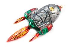 Sběratelská skleněná ozdoba na stromeček Kosmická loď