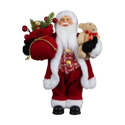 Christmas decoration: Santa with a teddy bear and a sack, 30 cm