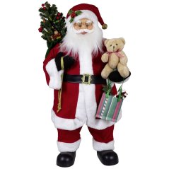 Vianočná dekorácia Santa v červenom kabáte s vianočným stromčekom 80 cm