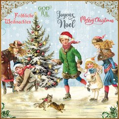 Christmas paper napkins On ice - vintage 20 pcs