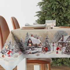 Tapestry Christmas tablecloth Winter in the countryside