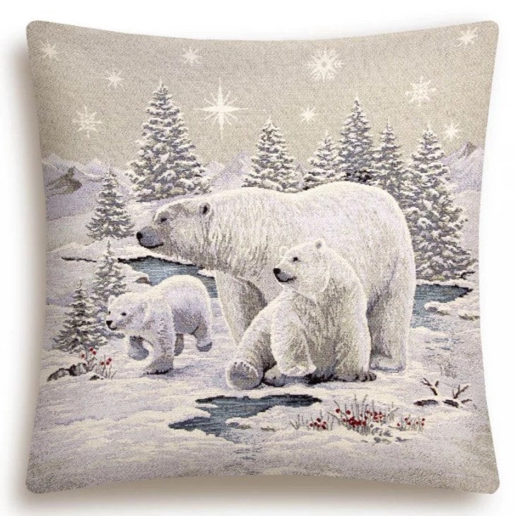 Tapestry Christmas pillowcase with polar bears 45x45 cm