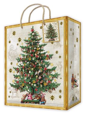 Vánoční papírová dárková taška Vánoční stromek 33 cm