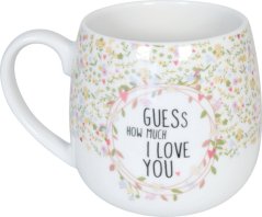 Porcelánový hrnček Hádaj, ako veľmi ťa milujem 400 ml