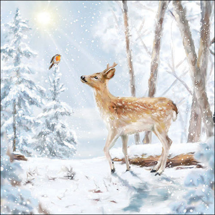 Christmas paper napkins Deer in the forest 20 pcs