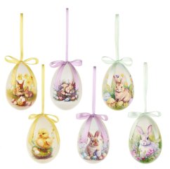 Velikonoční dekorační vajíčka k zavěšení 6 ks