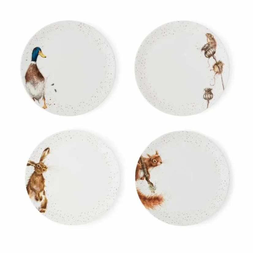 Sada porcelánových talířů Venkovská zvířata 26,6 cm 4 ks