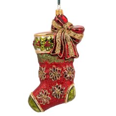 Collectible glass tree ornament Christmas stocking