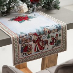 Vánoční běhoun s motivem Santa a dětí 47x100 cm