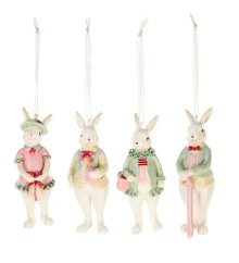 Set of 4 hanging decorations Easter bunnies 10 cm