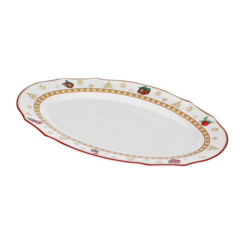 Porcelain oval serving plate Christmas decorations 32 cm