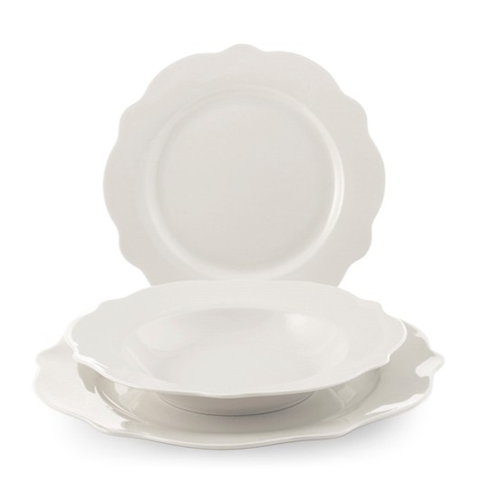 Porcelánová vánoční jídelní sada pro 6 osob Bílé Vánoce 18 ks