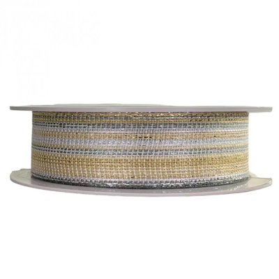 Christmas fabric ribbon Metallic 2,5 cm x 15 metres