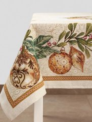 Tapestry Christmas tablecloth with motif Golden wreath