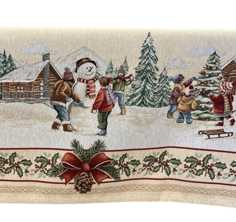 Vánoční ubrus s motivem Sněhové hrátky - Velikost: 140x260 cm