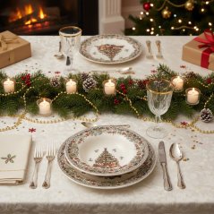Kameninová vianočná jedálenská súprava pre 6 osôb Vianočná nostalgia 18 ks