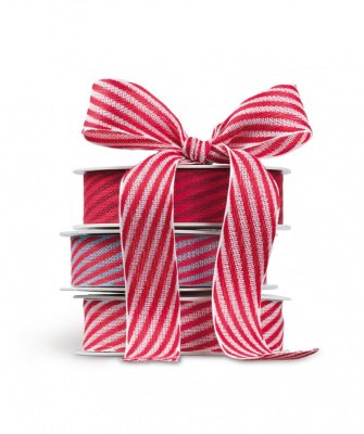 Christmas Fabric Ribbon Striped 2,5 cm x 15 metres