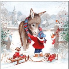 Christmas paper napkins Donkey and baby 20 pcs