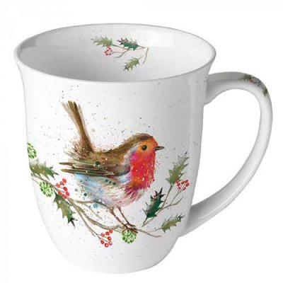 Porcelain Christmas mug Bird on a branch 400 ml