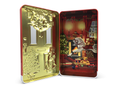 Tin box Christmas door red