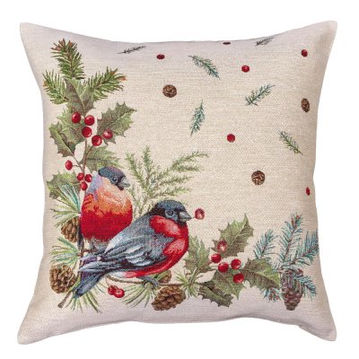 Vánoční povlak na polštář s motivem Zimní ptáčci  - matný 45x45 cm