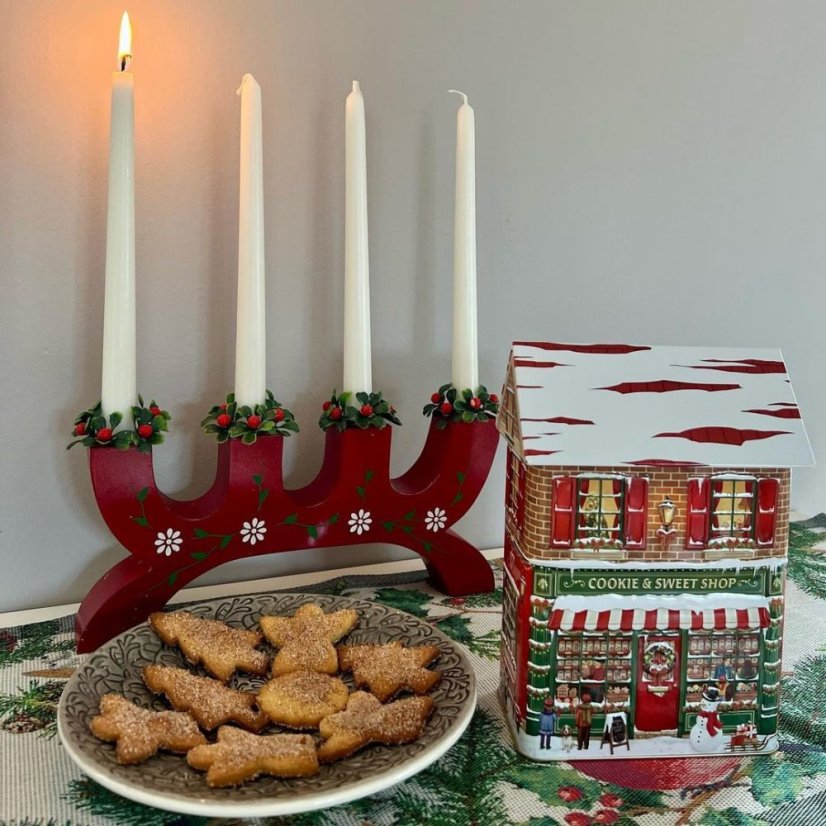 Plechová dóza Dům s cukrárnou "Sušenky a sladkosti"