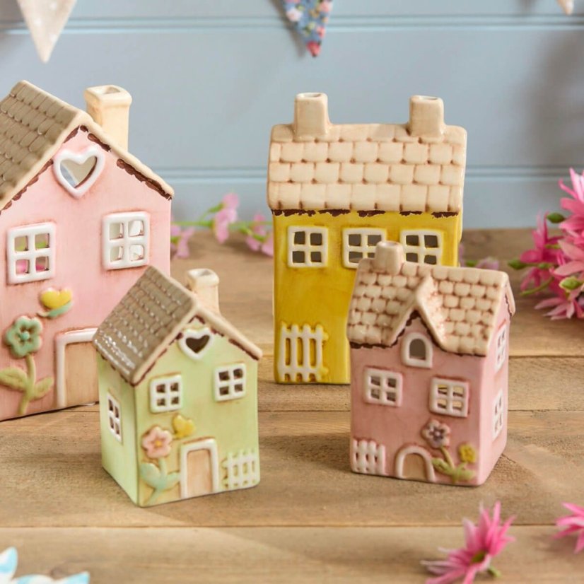 Ceramic candle holder Summer house 16 cm