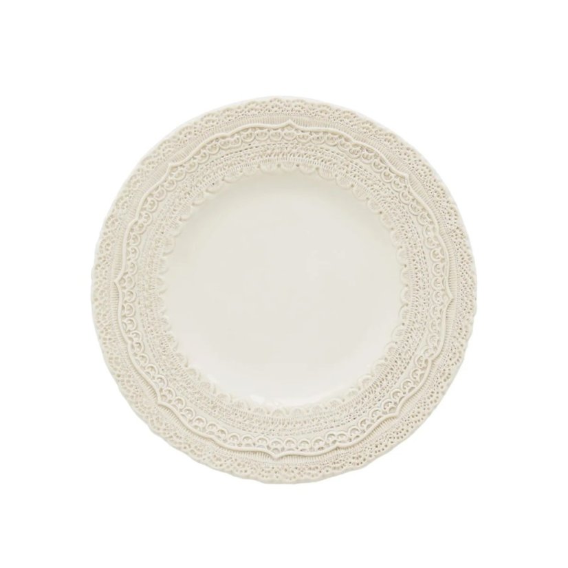 Italian ceramic dessert plate with lace trim – Elegance – 23 cm