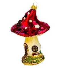 Zberateľská sklenená ozdoba na stromček House Toadstool