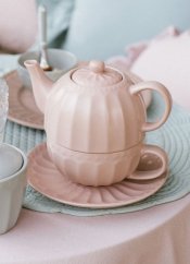 Čajová súprava Čajník so šálkou a podšálkou Patel pink