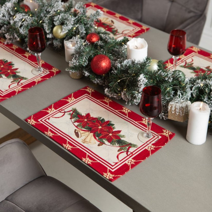 Tapestry Christmas placemat with bells motif 35x45 cm
