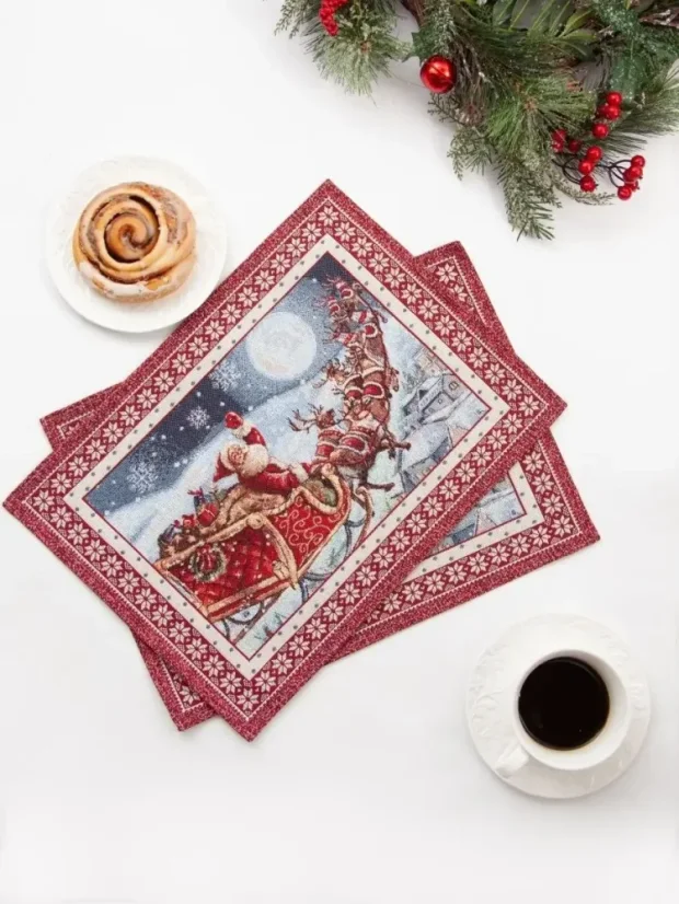 Vánoční prostírání s motivem Santa na saních 35x45 cm