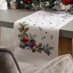 Tapestry Christmas runner with motif Winter birds - matt 40x100 cm