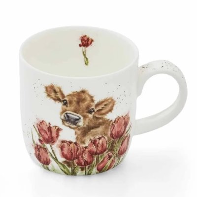 Porcelánový hrnček Teľa a tulipány 310 ml