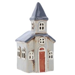 Keramický svietnik Dom - kostol 15 cm