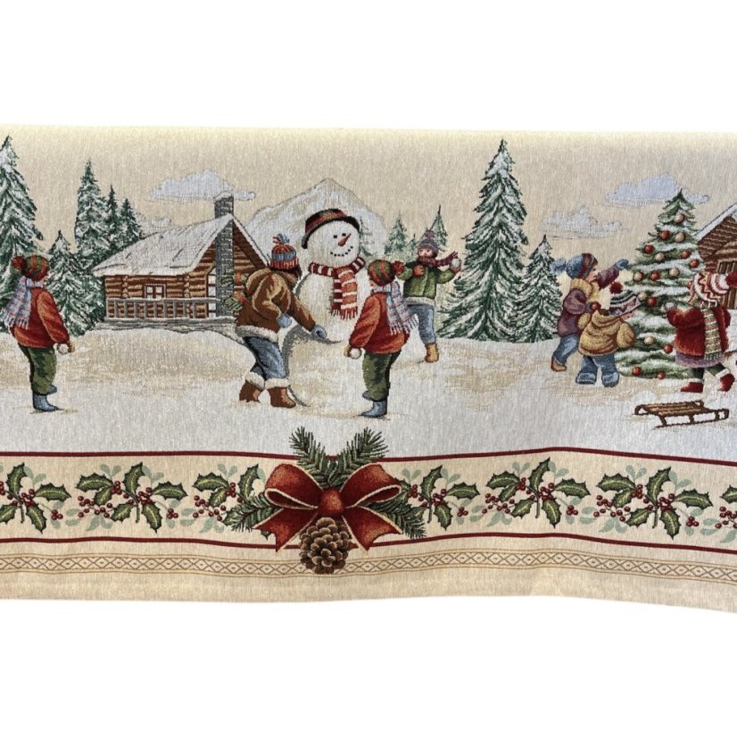 Tapestry Christmas tablecloth Snow games