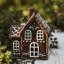 Ceramic candle holder House - Gingerbread house brown glossy 15 cm