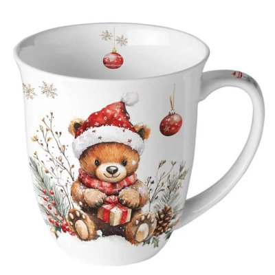 Porcelánový vánoční hrnek Madvídek s dárkem 400 ml