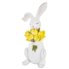 Veľkonočná dekorácia Králik s kyticou tulipánov