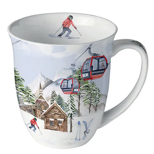 Porcelánový vánoční hrnek Lyžaři 400 ml