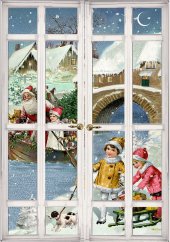 Pohľadnicový mini adventný kalendár Nostalgické okienko 16,5 x 11,5 cm