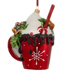 Sběratelská skleněná ozdoba na stromeček Hrnek s horkou čokoládou