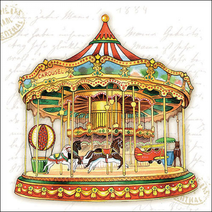 Christmas paper napkins Carousel vintage 20 pcs