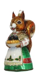 Collectible glass tree ornament Squirrel with a cake