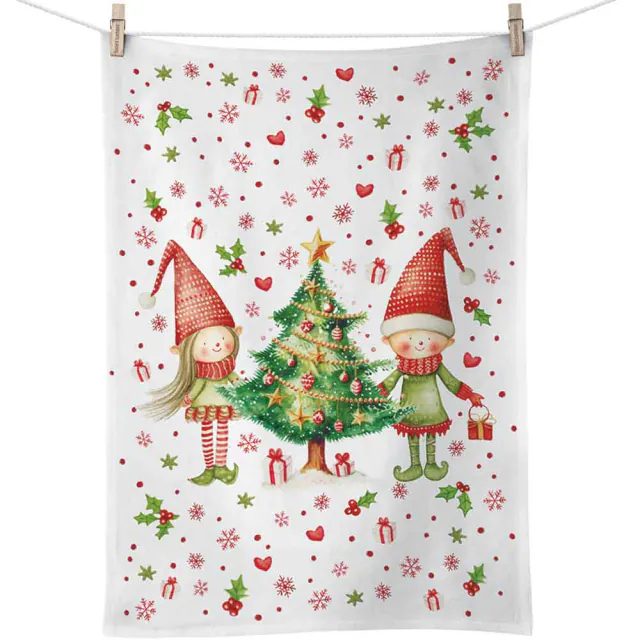 Christmas tea towel: Christmas Elves, 50 x 70 cm