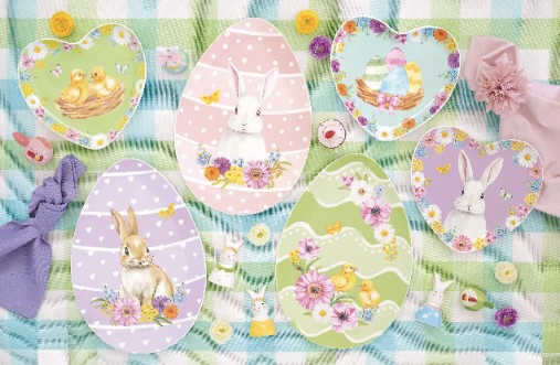 Porcelain serving plate Easter heart yellow