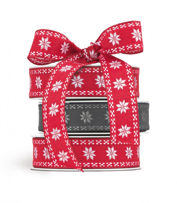 Christmas fabric ribbon Tyrolean 2,5 cm x 10 metres